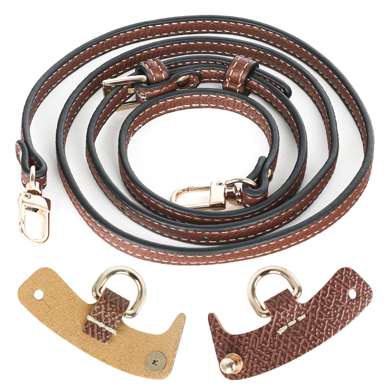 GOOPOOL Schultergurt Kompatibel mit Longchamp Leder - Schulterriemen aus Leder für Minitaschen, Schultergurt für Taschen Mini Bag Straps mit 2 Stück Schultergurtadapter, 0,9 cm (F-Schnalle) von GOOPOOL