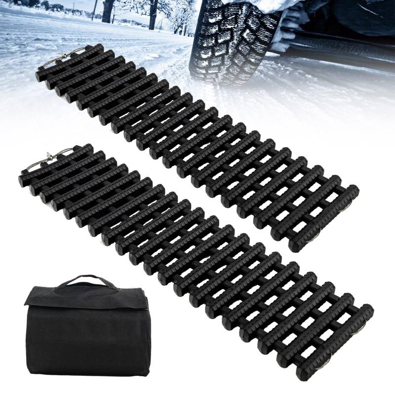 GOPLUS Recovery Board Offroad Tracks, 2er Set Anfahrhilfe, S/M/L Traktionshilfe mit Tragetasche, Traktionsmatte Auto bei Schnee Schlamm Sand, für SUV & Pickup (82 x 21 cm) von GOPLUS