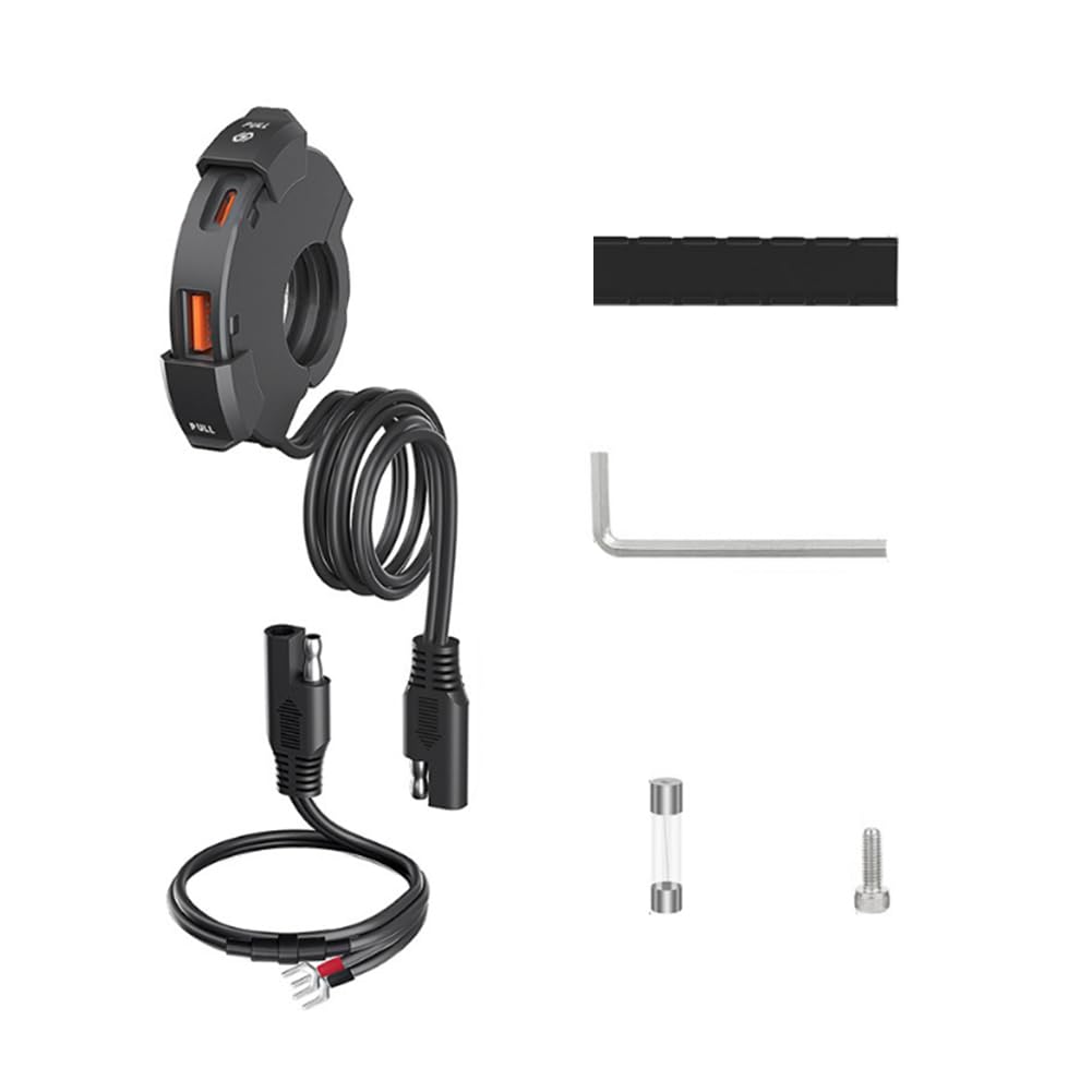 GOSER QC3.0 PD 12-24V Motorrad USB Typ C Ladegerät 30W IP65 wasserdichte Lenkermontagehalterung Ladegerät für Telefonkamera von GOSER