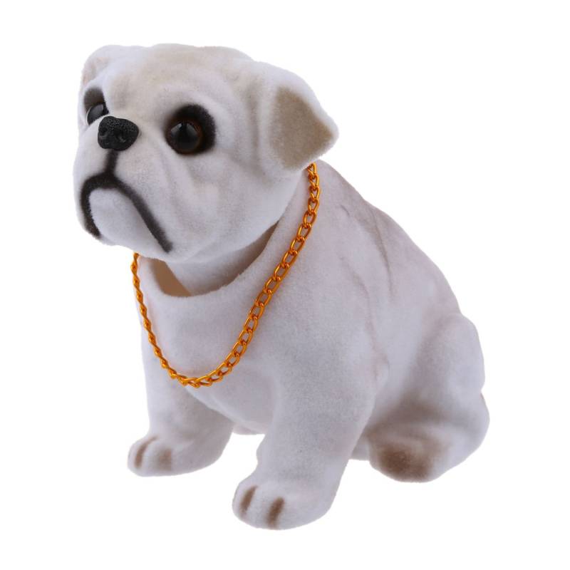 GOSIA R Weiß Hellgrau Wackelig Bulldogge Hund Dekoration für das Auto von GOSIA