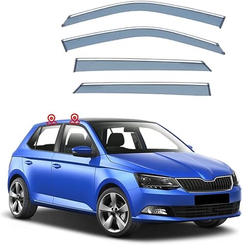 GOSUNA 4 Stück Autofenster Windabweiser für Skoda Fabia 5J NJ 2008-2020, Seitenfenster Regenabweiser Beschlagfrei Beschattung Deflektor Augenbrauen Dekoration Zubehör,Nj2015-2020 von GOSUNA