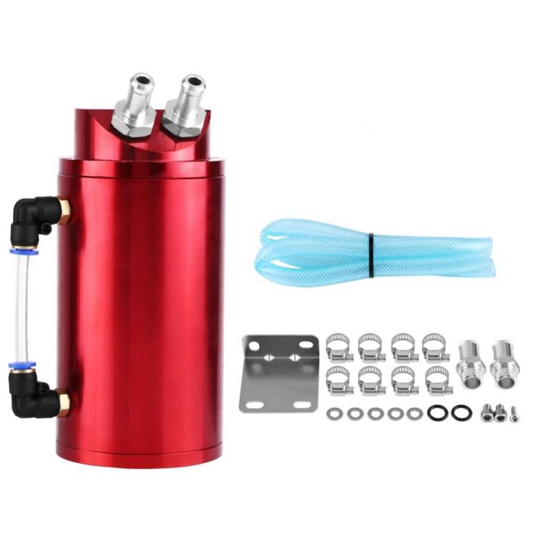 GOTOTOP Oil Catch Can, Aluminium Auto Reservoir Tank Universal Air Oil Seperator mit 10 und 15 mm Schlauchanschlüsse von GOTOTOP