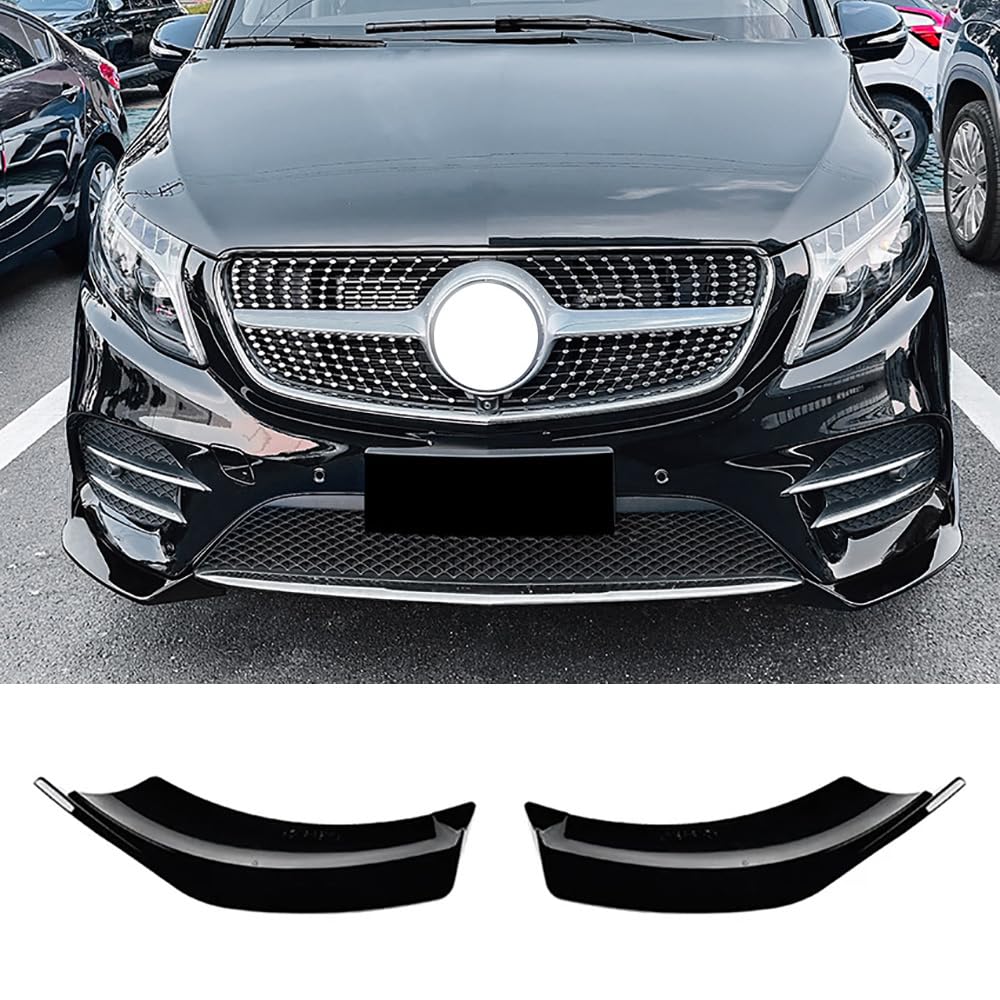 GOYMFK Auto Frontstoßstange Lippe Diffusor Seite Spoiler Splitter für Mercedes Benz V-Klasse W447 V260 AMG Line 2015-2019 Body Styling Accessoires,Glossy Black von GOYMFK