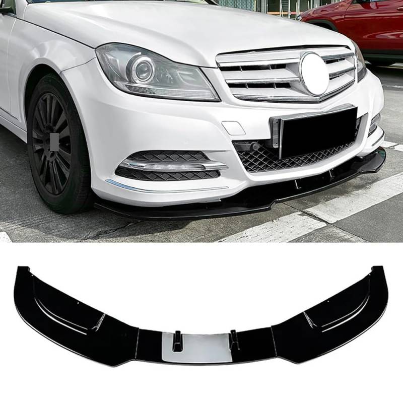 Auto Frontstoßstange Spoiler Lippe für Mercedes Benz C-Klasse W204 2011 2012 2013 2014 Stoßstange Unterer Splitter Diffusor Body Kit Zubehör,Glossy Black von GOYMFK