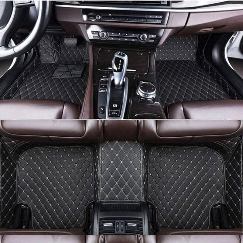 Auto Fußmatte für Mercedes Benz CLK W209 2002-2007 Maßgeschneiderte Allwetter Leder Wasserdicht Staubdicht Kratzfest rutschfest Protection Liner Teppich Polster,Black+Beige von GOYMFK