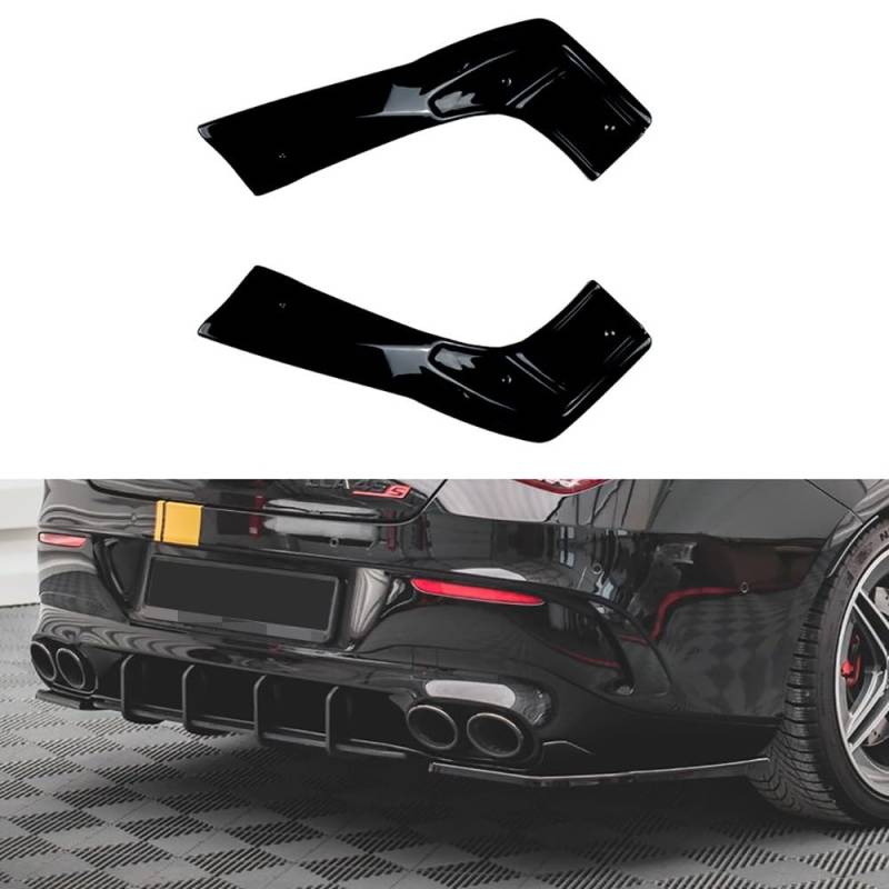 Auto Heckstoßstangen Lippe Diffusor Seite Spoiler Splitter für Mercedes Benz CLA-Klasse C118 CLA35 CLA45 AMG 2020-2023 ABS-Kunststoff Glänzend Schwarz von GOYMFK