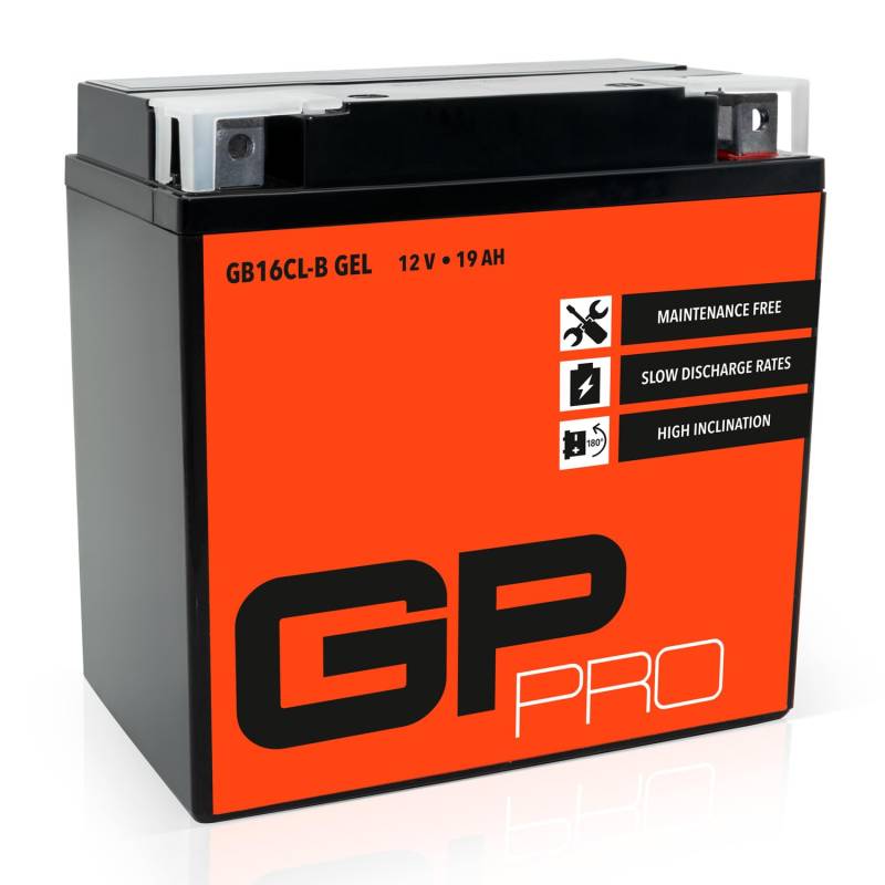 GP-PRO GB16CL-B 12V 19Ah GEL-Batterie (Kompatibel mit YB16CL-B / CB16CL-B) (Wartungsfrei & Versiegelt) Akkumulator Motorrad Motorradbatterie von GP-PRO