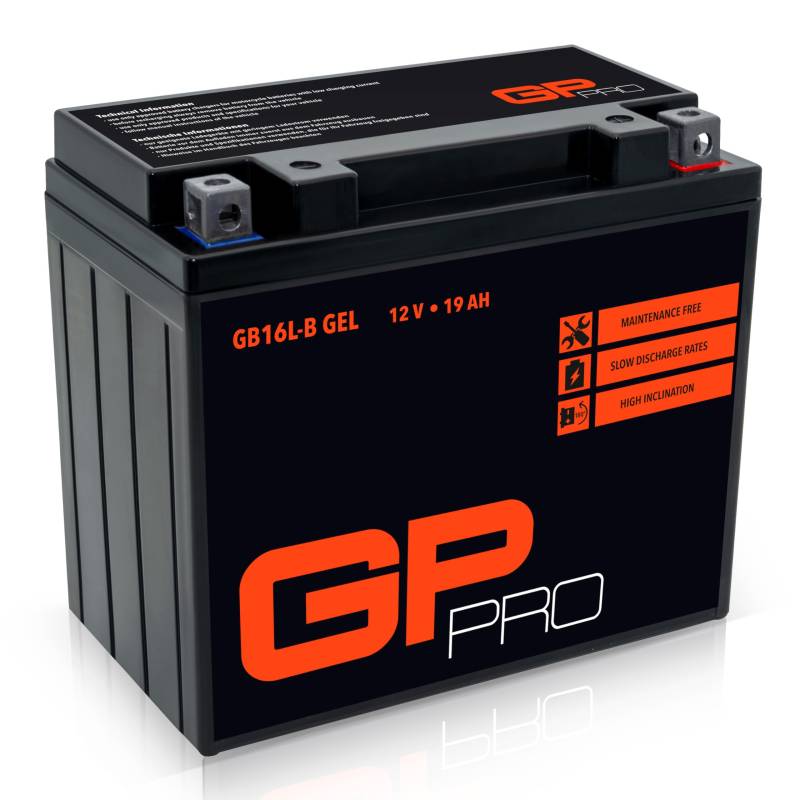 GP-PRO GB16L-B 12V 17Ah GEL-Batterie (Kompatibel mit YB16L-B / 51911) (Wartungsfrei & Versiegelt) Akkumulator Motorrad Motorradbatterie für u.a. Kawasaki GPZ 1100 von GP-PRO