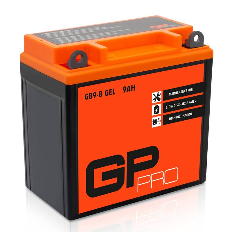 GP-PRO GB9-B 12V 9Ah GEL-Batterie (Kompatibel mit YB9-B / 50914) (Wartungsfrei & Versiegelt) Akkumulator Motorrad Roller Motorradbatterie Rollerbatterie von GP-PRO