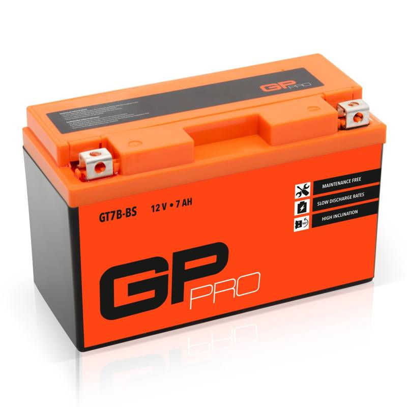 GP-PRO GT7B-BS 12V 7Ah GEL-Batterie (Kompatibel mit YT7B-BS / 50719) (Wartungsfrei & Versiegelt) Akkumulator Motorrad Motorradbatterie von GP-PRO