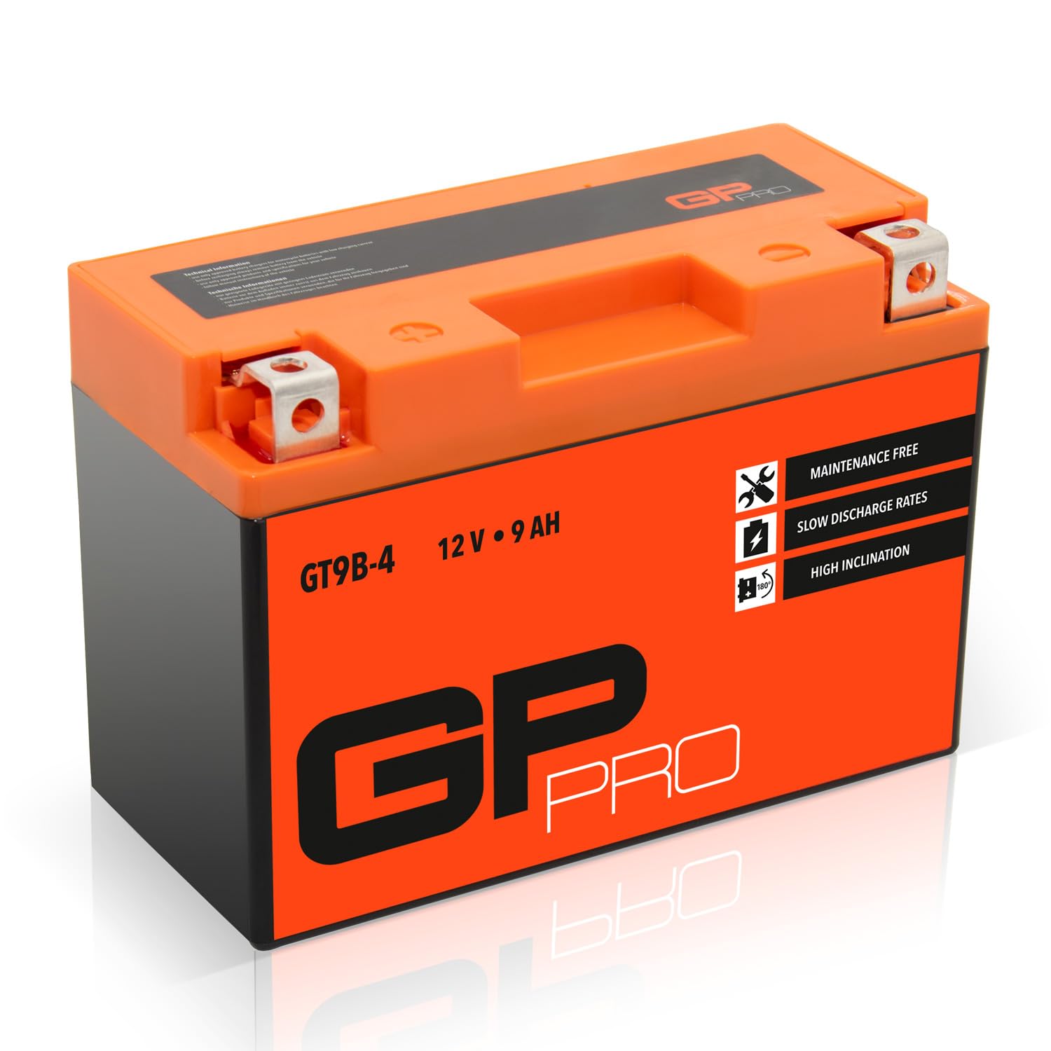 GP-PRO GT9B-4 12V 9Ah GEL-Batterie (Kompatibel mit YT9B-4 / YT9B-BS) (Wartungsfrei & Versiegelt) Akkumulator Motorrad Motorradbatterie von GP-PRO