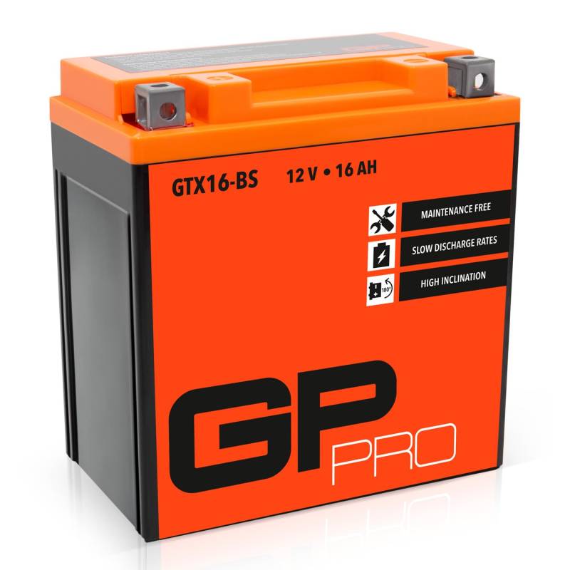 GP-PRO GTX16-BS 12V 16Ah GEL-Batterie (Kompatibel mit YTX16-BS / 81600) (Wartungsfrei & Versiegelt) Akkumulator Motorrad Motorradbatterie von GP-PRO