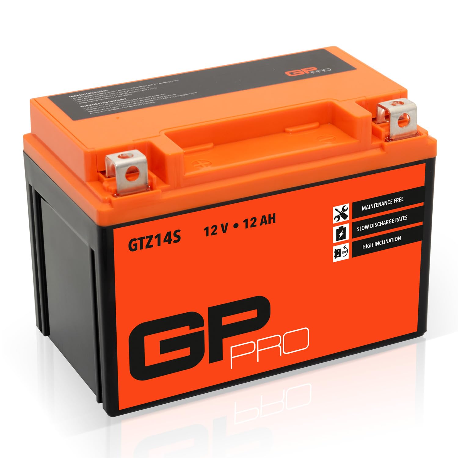 GP-PRO GTZ14S 12V 12Ah GEL-Batterie (Kompatibel mit YTZ14-S / YTZ14S-BS) (Wartungsfrei & Versiegelt) Akkumulator Motorrad Motorradbatterie von GP-PRO