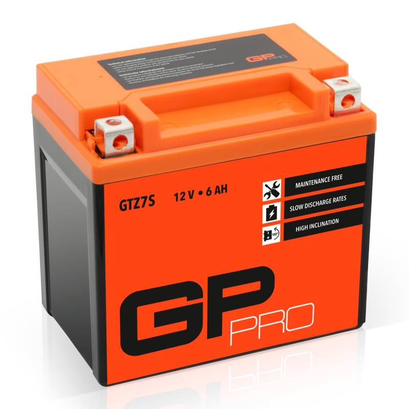 GP-PRO GTZ7S 12V 6Ah GEL-Batterie (Kompatibel mit YTZ7S / 50616) (Wartungsfrei & Versiegelt) Akkumulator Motorrad Motorradbatterie von GP-PRO