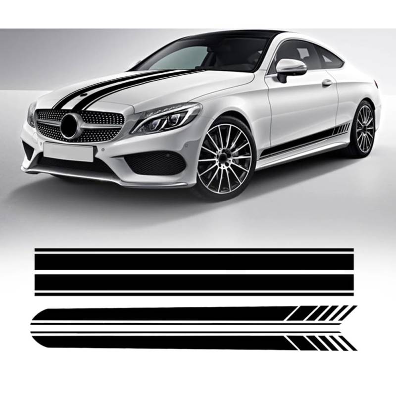 Auto Motorhaube Motorhaube Streifen Aufkleber Seitenstreifen Rock Aufkleber, für M=ercedes B=ENZ ACE GLA CLA CLS GLC Klasse AMG A45 W205 C63 W177 von GPFNMRSN