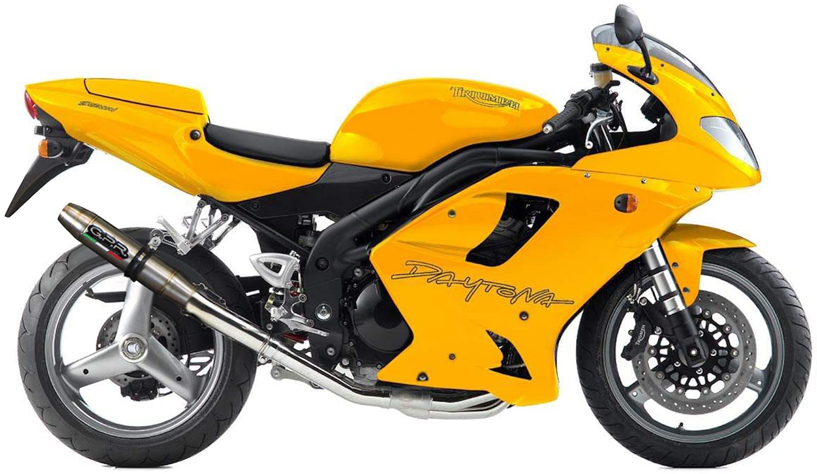 GPR T.4.De Terminal zugelassen mit Verbindungsstück für Triumph Daytona 955 1999/01, Deeptone Edelstahl von GPR Italia