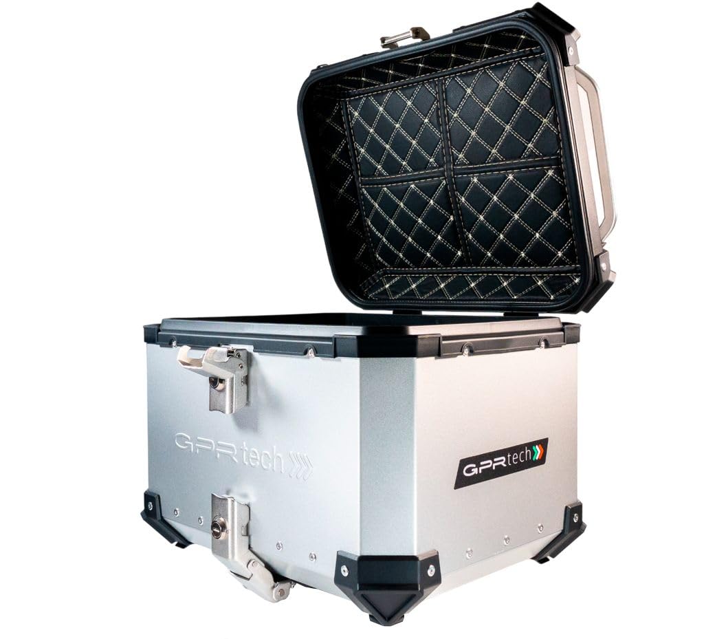 GPR Tech Schutzhülle für Tuareg 660 2021/2023 e5 Top Case ALPI-Tech 35 LT, silberfarben, Top Case aus Aluminium, Farbe Silber, mit spezieller Platte, Fassungsvermögen 35 Liter von GPR