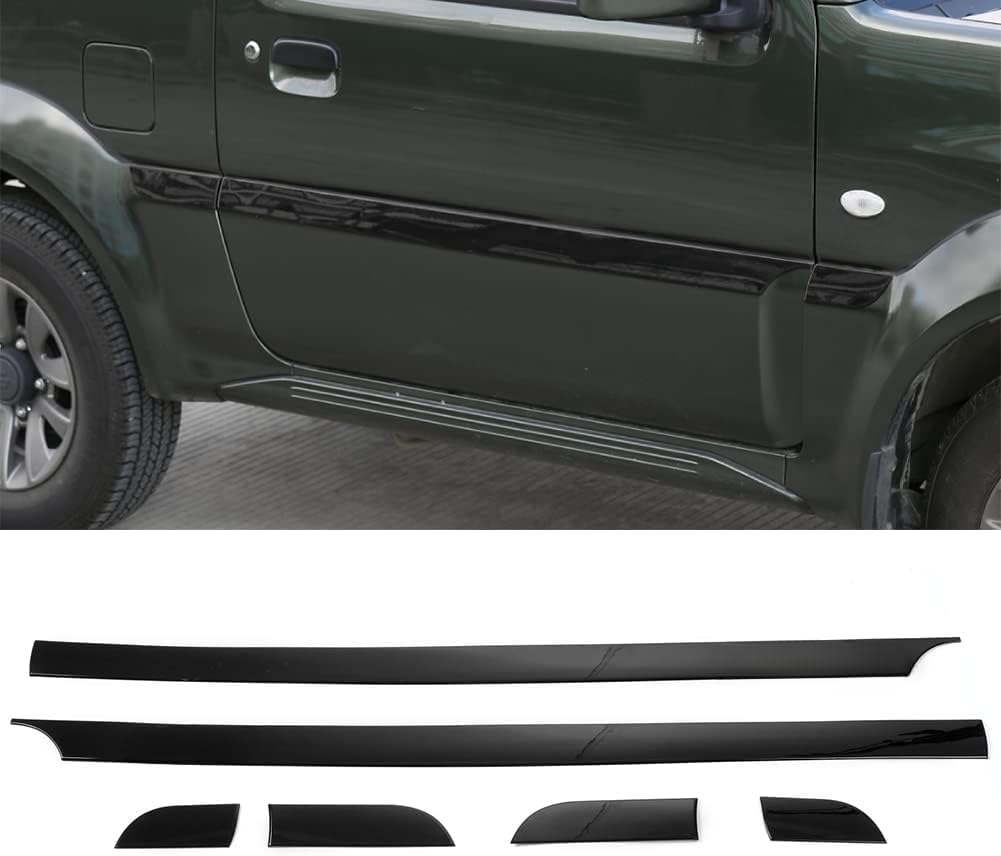 Auto ABS Schutzleisten und Zierleisten für Suzuki Jimny 2012-2017, Body Side Moulding Trim mit Jimny Logo 6pcs (schwarz) von GQDGCU