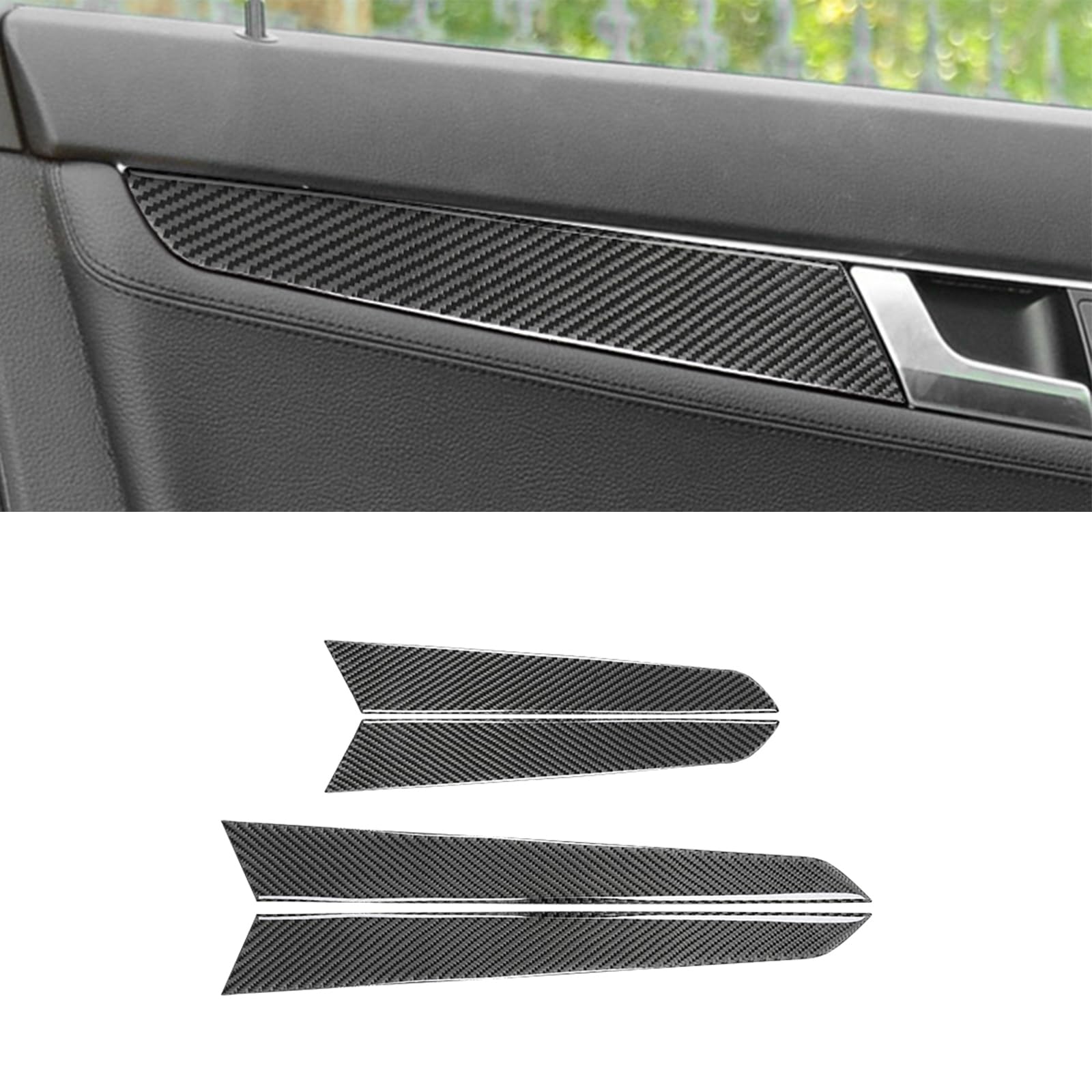 Auto Interior Aufkleber aus Carbonfaser, Innere Abdeckung Dekoration für Mercedes-Benz W204 2007-2014, Innenraum Sticker Trim, Auto Accessoires Tuning (Autotür-A) von GQDGCU