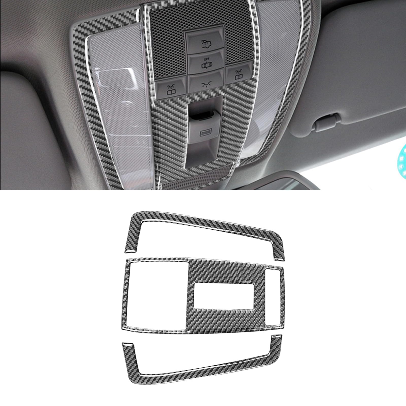 Auto Interior Aufkleber aus Carbonfaser, Innere Abdeckung Dekoration für Mercedes-Benz W204 2007-2014, Innenraum Sticker Trim, Auto Accessoires Tuning (Leselampen-A) von GQDGCU