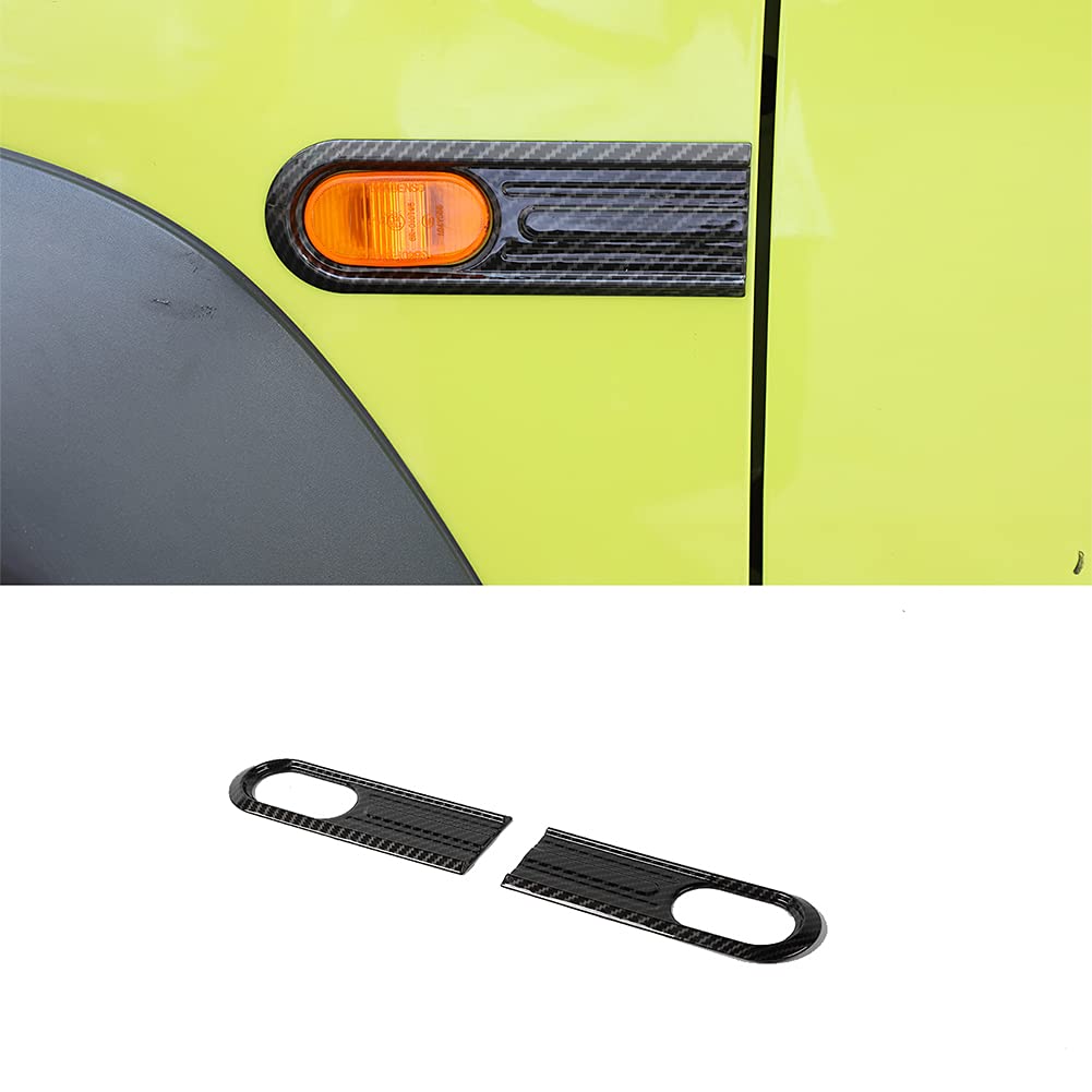 Auto Seite Blinker Licht Abdeckung Dekorative für Suzuki Jimny 2019-2024, ABS Signalleuchte Guare Trim, Seiten Lampe Schutz Zierleiste (Kohlefaser) von GQDGCU