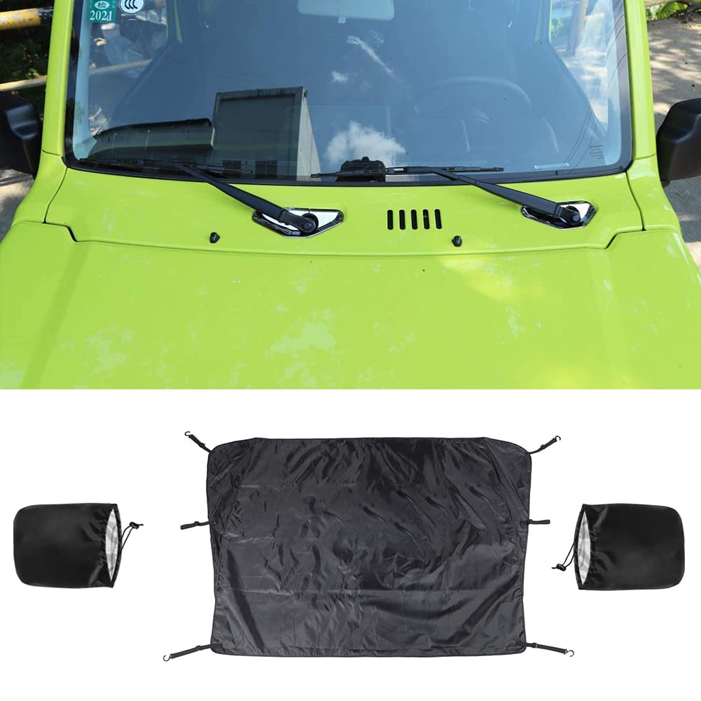 Auto Windschutzscheibenabdeckungen & Schneeschild, Seitenspiegel Regenschutz für Suzuki Jimny 2005-2024, 3-teiliger Windschutzscheibe und Außenspiegel Schnee- und Regenschutz von GQDGCU