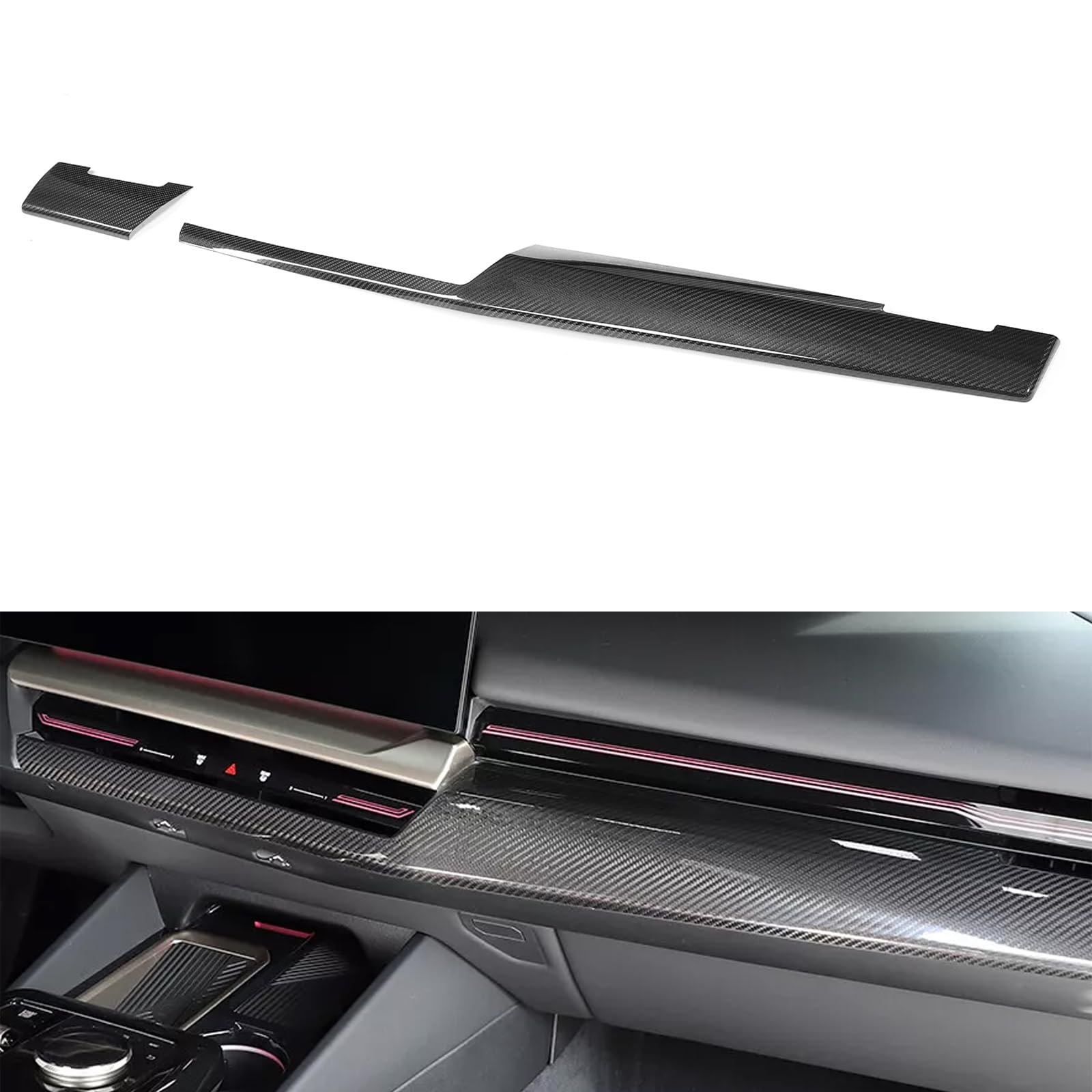 Carbonfaser Interior Schutz Abdeckung, Inner Sticker Ästhetische Dekoration für BMW 5er G60 G68 2024, Auto Trim Tuning Accessoires (Armaturenbretter) von GQDGCU