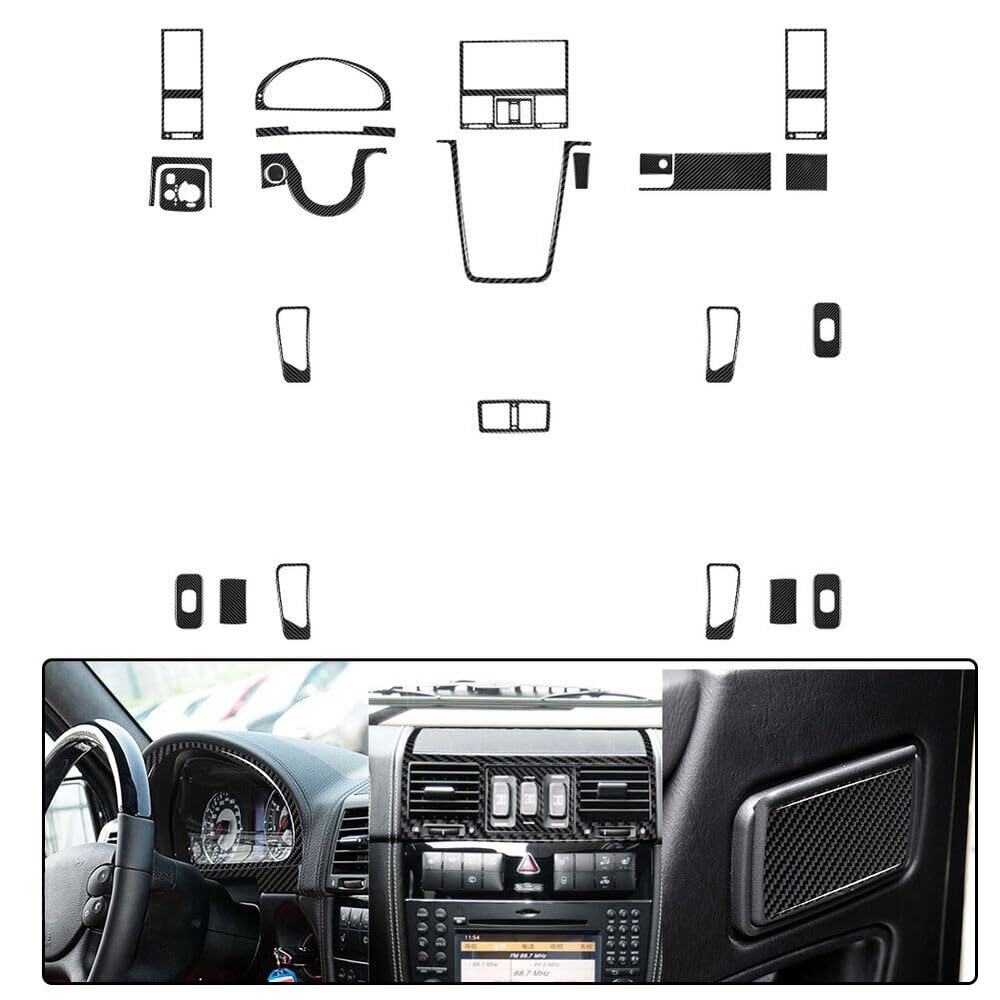 Für Mercedes-Benz G-Class W463 G55 2002-12 Carbonfaser Interior Schutz Abdeckung, Inner Sticker Ästhetische Dekoration, Interior Aufkleber Trim, Innenraum Zubehör, Auto Accessoires Tuning (25PCS) von GQDGCU