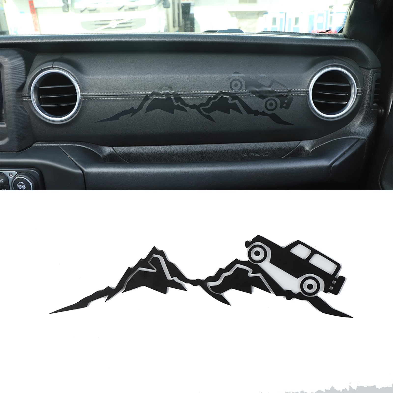 GQDGCU Auto Innenraum Aufkleber Copilot Aufkleber Trim für Wrangler JL Gladiator JT 2018-2024, Beifahrerseite Panel Aufkleber, Auto Tuning Zubehör （Off-Road-Stil Schwarze von GQDGCU