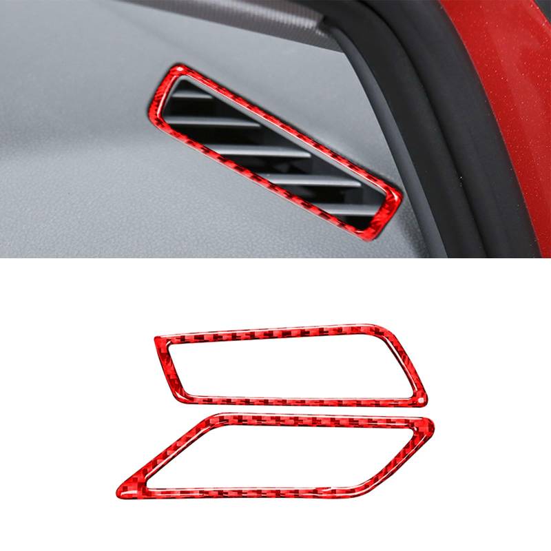 Kohlefaser Trim Abdeckung, Interior Sticker Zubehör für VW GOLF 8 2020-2024, Auto Accessoires Tuning, Innen Dekoration Abdeckung (Entlüftung,Rot) von GQDGCU