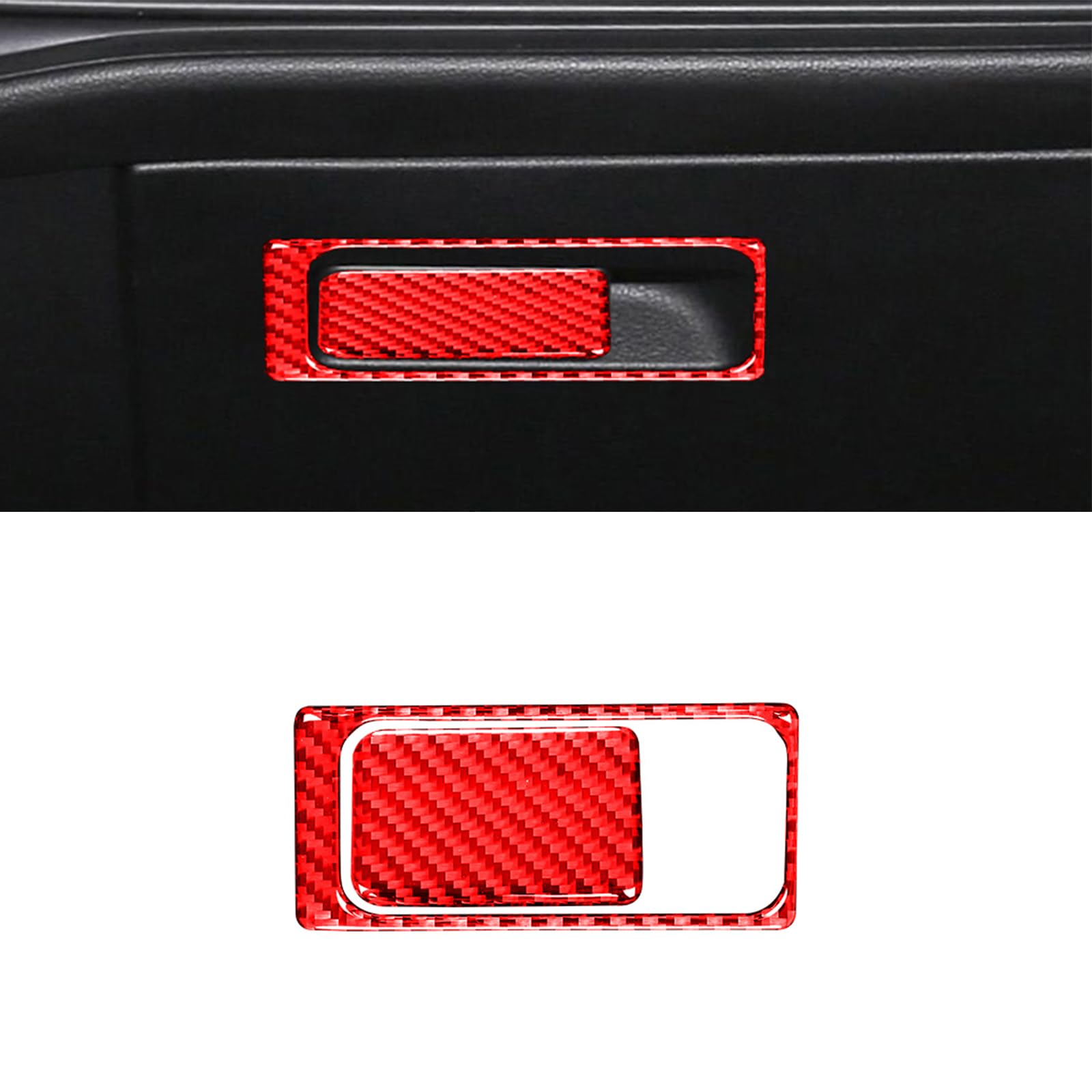 Kohlefaser Trim Abdeckung, Interior Sticker Zubehör für VW GOLF 8 2020-2024, Auto Accessoires Tuning, Innen Dekoration Abdeckung (Handschuhfach-Griff,Rot) von GQDGCU