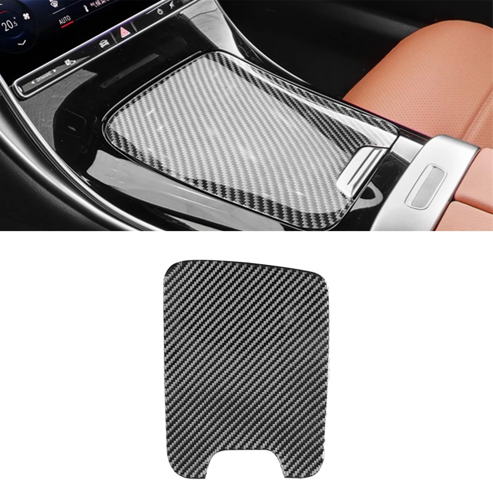 Kohlefaser Trim Abdeckung für Mercedes-Benz C-Klasse W206 2022-2024, Auto Interior Accessoires Tuning erhöhte Epoxidharz Schutzschicht (Aufbewahrungsbox) von GQDGCU