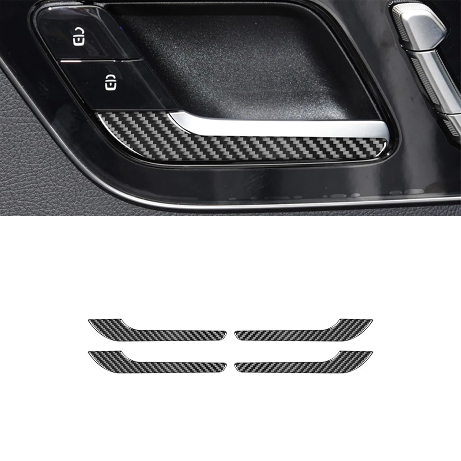 Kohlefaser Trim Abdeckung für Mercedes-Benz C-Klasse W206 2022-2024, Auto Interior Accessoires Tuning erhöhte Epoxidharz Schutzschicht (Innentürgriffe-B) von GQDGCU