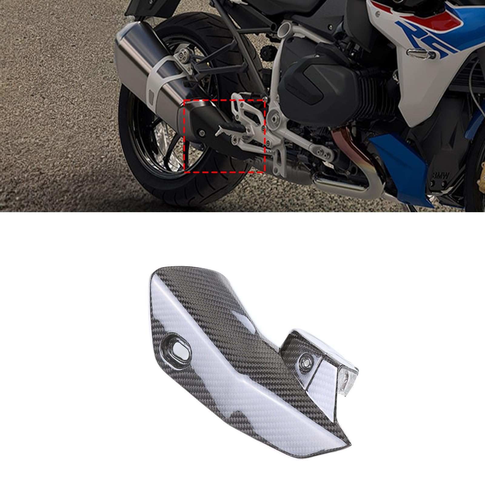 Motorrad Abdeckung aus Kohlefaser-Vorimprägnierte, Schutz Tuning Zubehör für BMW R 1250 RS 2021-2024, Motorrad Dekoration Gehäuse (Auspuff) von GQDGCU