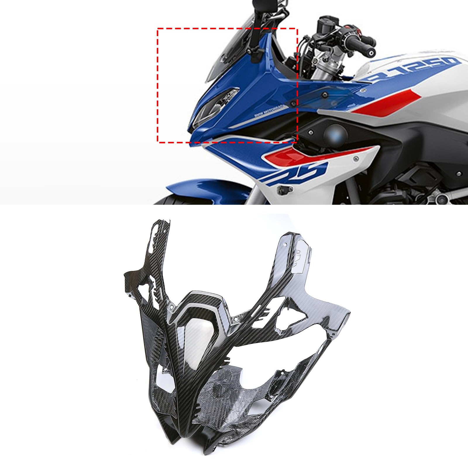 Motorrad Abdeckung aus Kohlefaser-Vorimprägnierte, Schutz Tuning Zubehör für BMW R 1250 RS 2021-2024, Motorrad Dekoration Gehäuse (Frontpartie) von GQDGCU