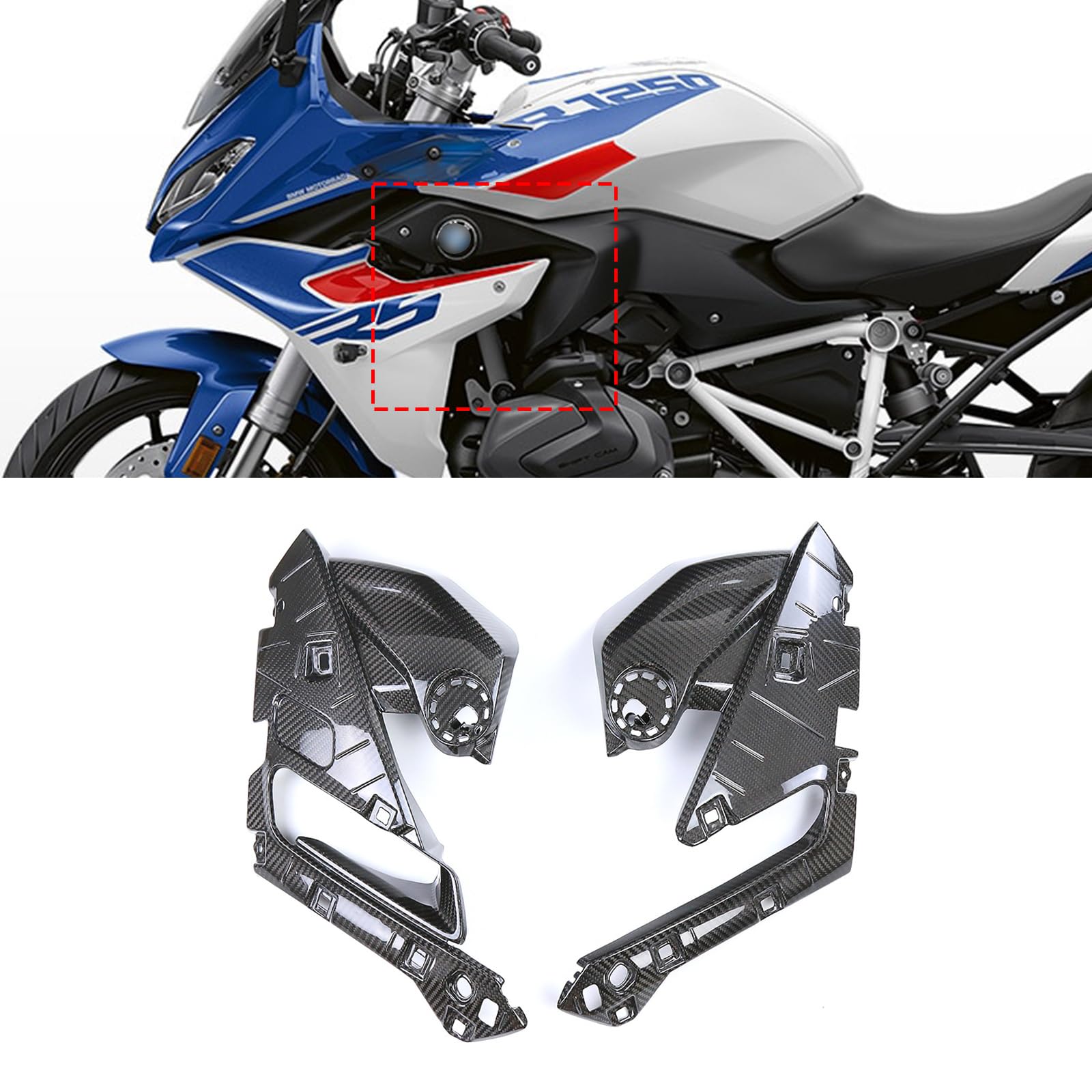 Motorrad Abdeckung aus Kohlefaser-Vorimprägnierte, Schutz Tuning Zubehör für BMW R 1250 RS 2021-2024, Motorrad Dekoration Gehäuse (Karosserie) von GQDGCU