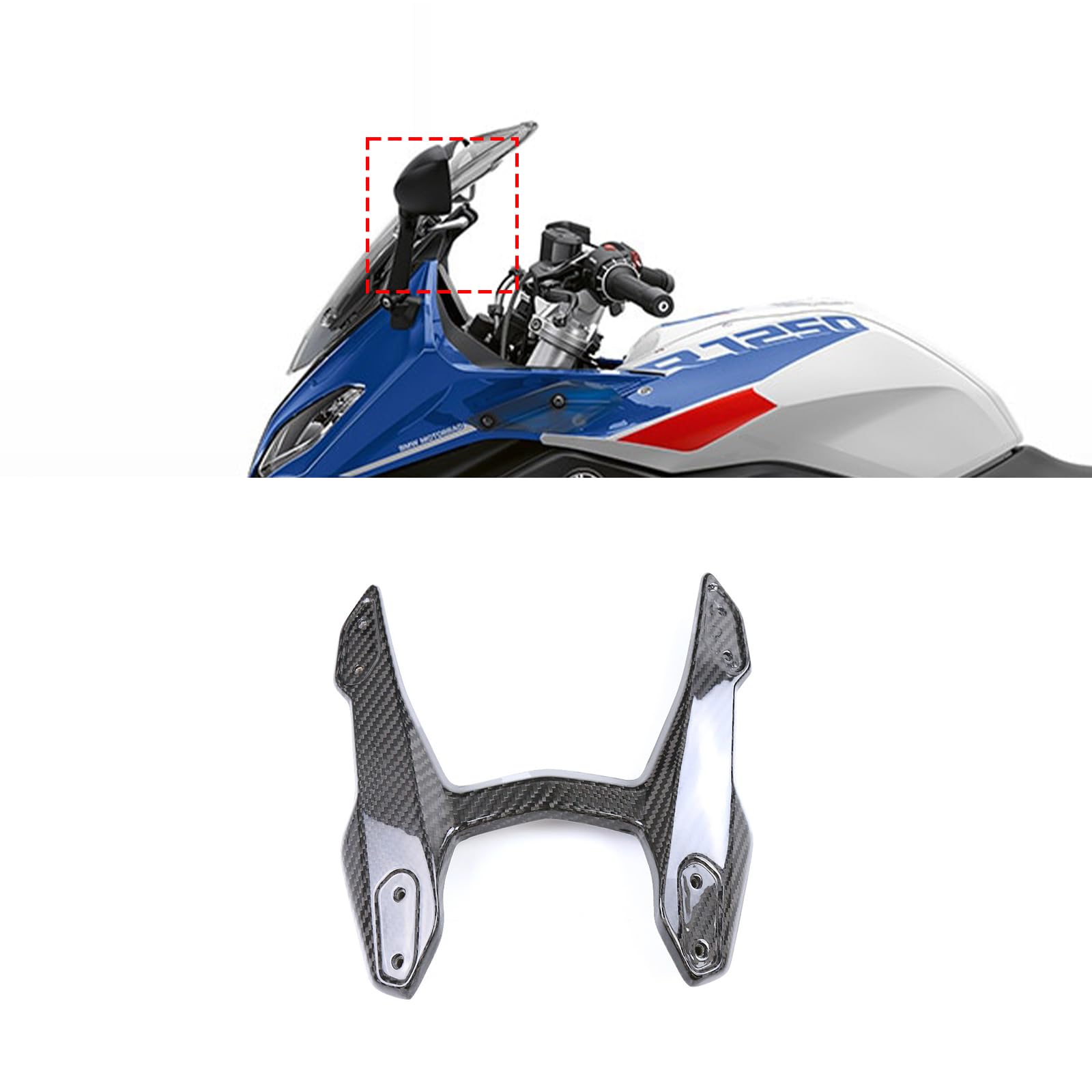 Motorrad Abdeckung aus Kohlefaser-Vorimprägnierte, Schutz Tuning Zubehör für BMW R 1250 RS 2021-2024, Motorrad Dekoration Gehäuse (Windschutz A) von GQDGCU