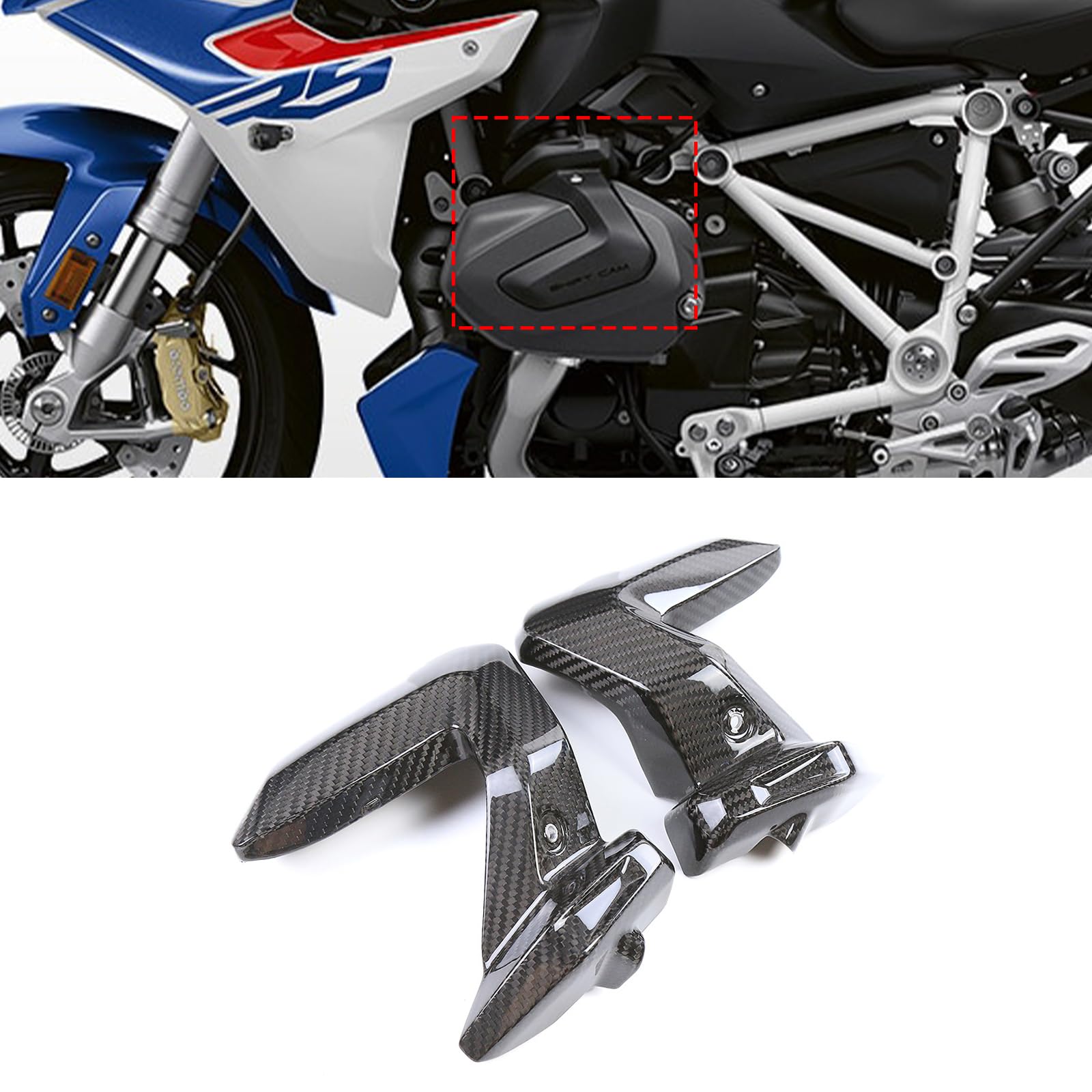 Motorrad Abdeckung aus Kohlefaser-Vorimprägnierte, Schutz Tuning Zubehör für BMW R 1250 RS 2021-2024, Motorrad Dekoration Gehäuse (Zylinder) von GQDGCU