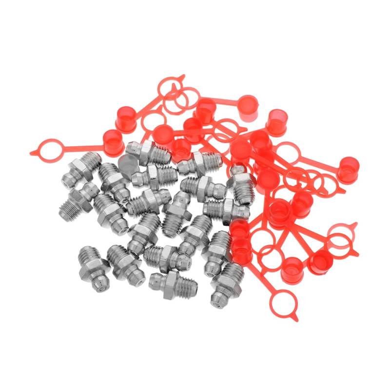 GRADENEVE 20 Sets Fettzerk Werkzeug Für Fahrzeugfettanpassungskappe Ersatzfettschlauchspitzen Fettanpassungsadapter Zerk Tipps Fettabdeckung von GRADENEVE