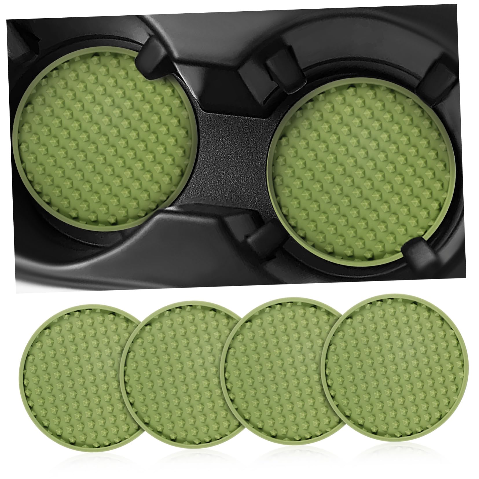 GRADENEVE 4 Stück Auto Achterbahn Auto Untersetzer Auto Tasse Auto Zubehör car Coasters Auto becherhalterung Getränkehalter für Kraftfahrzeuge Untersetzer für Autotassen Kieselgel Green von GRADENEVE