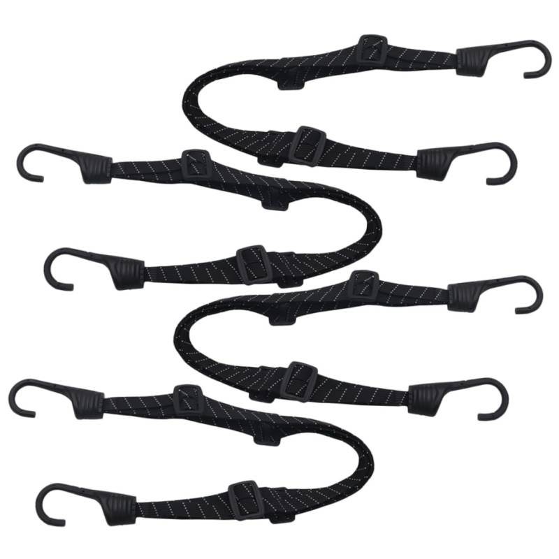 GRADENEVE 4 Stück Verstellbares Nylonseil Bungee-gurt Hochleistungshaken Riemen Gürtel Outdoor-stretchschnüre Schockschnur Kabel Hebegurte Flache Bungee-seile Haken Für Planen Abs Black von GRADENEVE