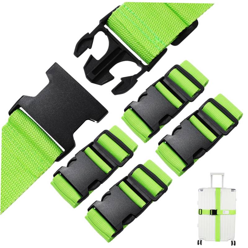 GRADENEVE 4er Set Gepäckgurte Verstellbar Luggage Secure Belt Für Koffer Reisegepäck Gurt Mit Sicherheitsverschluss Praktische Reiseaccessoires Fluoreszierendem von GRADENEVE