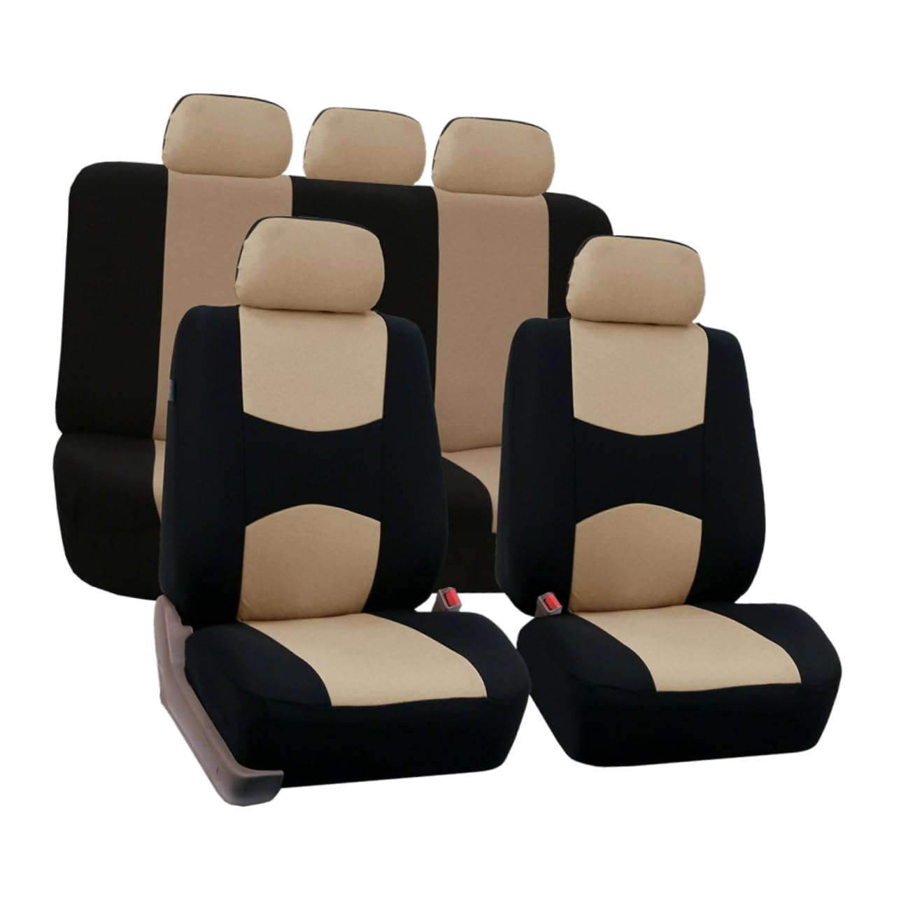 GRADENEVE 9 Teiliges Auto Sitzbezüge Set Für Vordersitze Universelle Passform Mit Abnehmbaren Kopfstützen Rutschfester Eisseide Beige Ideal Für Seat Arona Und Ducato Schützend Und von GRADENEVE