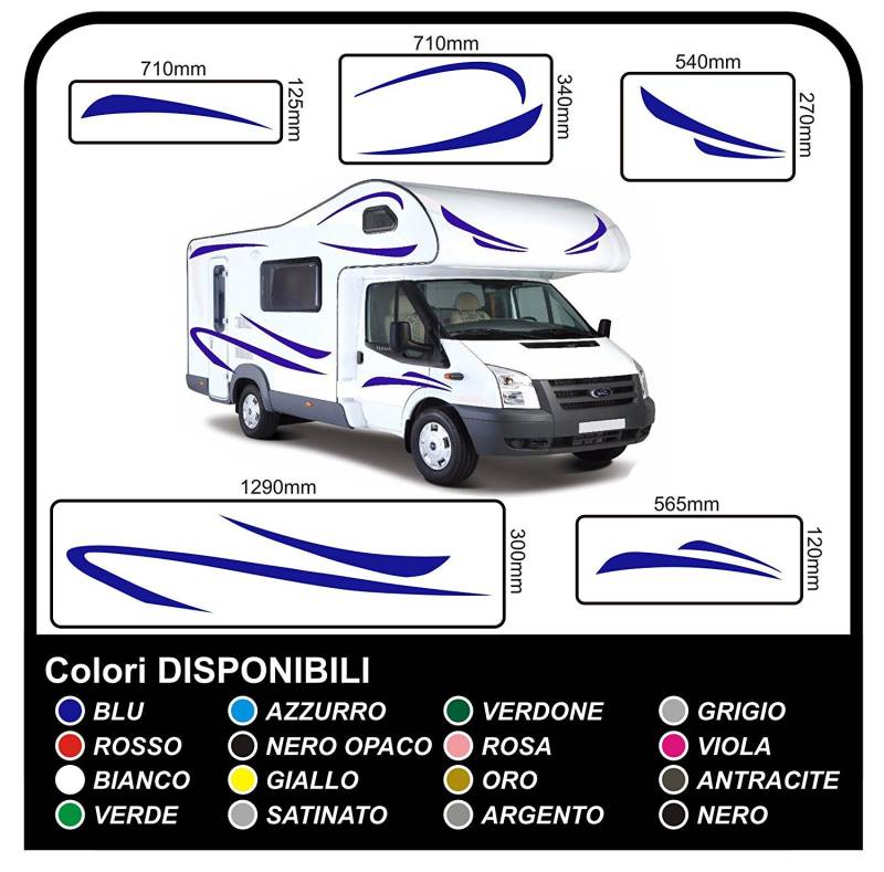 Aufkleber für Camper Grafik Vinyl Aufkleber Aufkleber Set Camper Van RV Caravan Wohnmobil Caravan x 18 Aufkleber Kit komplett Grafik 17 (ANTHRAZIT) von GRAFIC