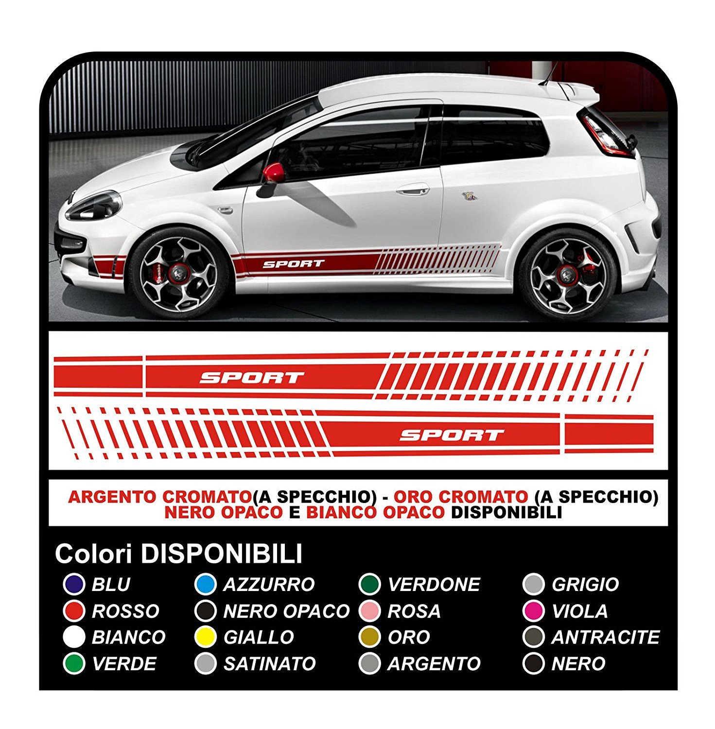 GRAFIC Aufkleber Auto Sport Seiten Aufkleber Seite Tuning KIT (ROT) von GRAFIC