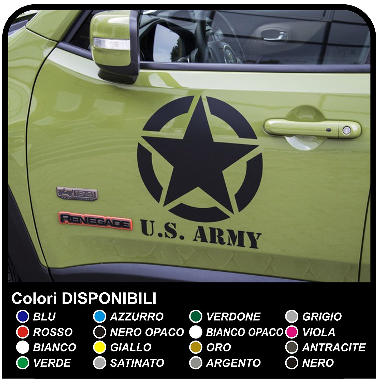 GRAFIC Aufkleber Klebstoffe für Auto Tür militärische Star Stern Sterne U.S. Army (SCHWARZ MATT) von GRAFIC
