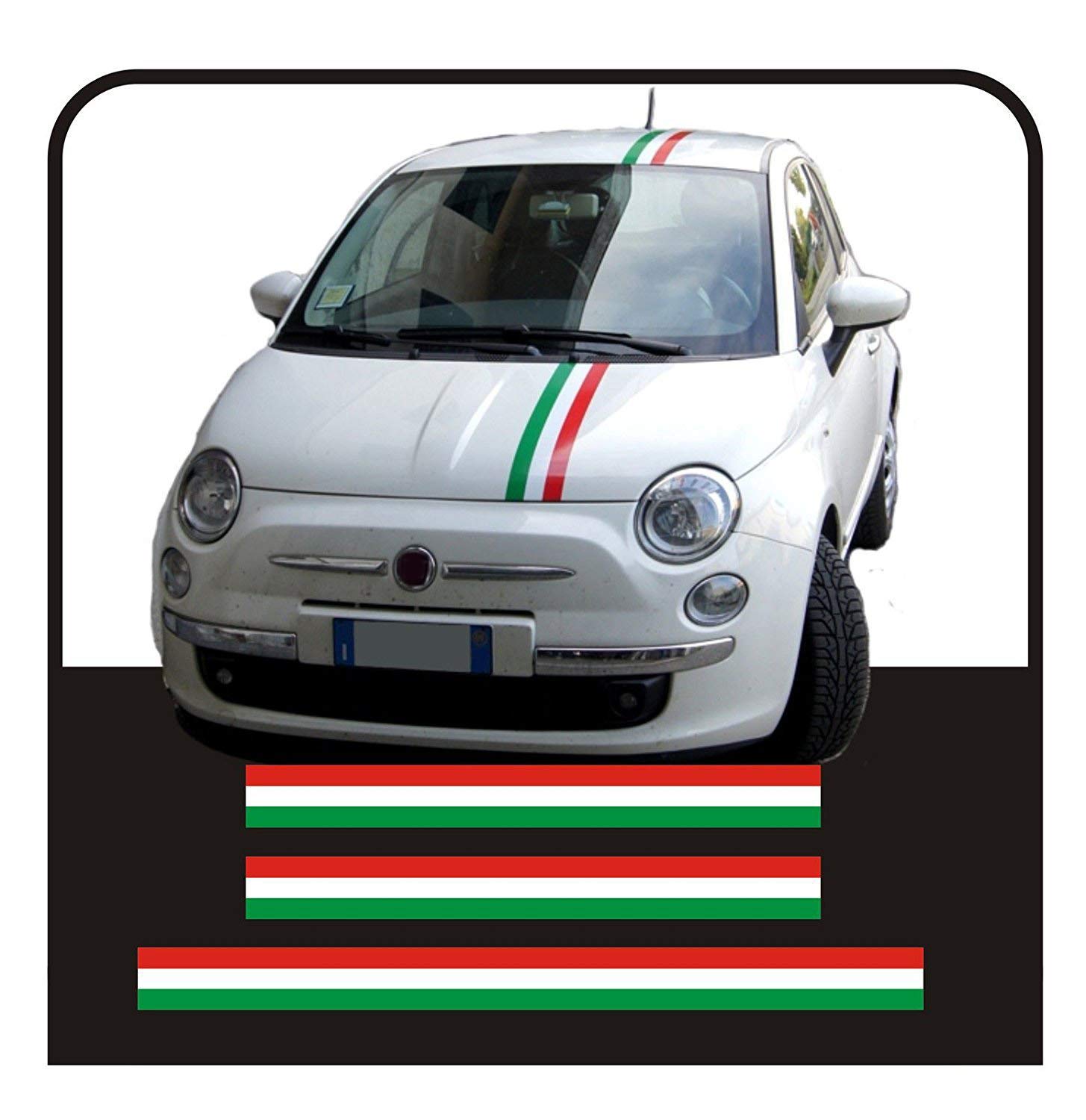 GRAFIC Aufkleber für Autos Bands und Motorrad Aufkleber Motorhaube, Dach und Kofferraum dreifarbigen Streifen Italien und Deutschland Sticker Deals (WIE AUF DEM Bild) von GRAFIC