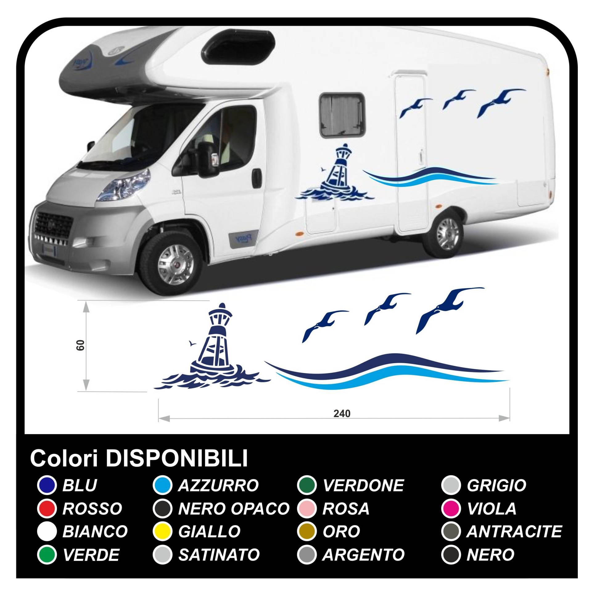 GRAFIC Aufkleber für Wohnmobile Graphics Vinyl Aufkleber Aufkleber Set Camper Van RV Caravan Wohnmobil Graphics 20 (Farben WIE IN Fotos) von GRAFIC