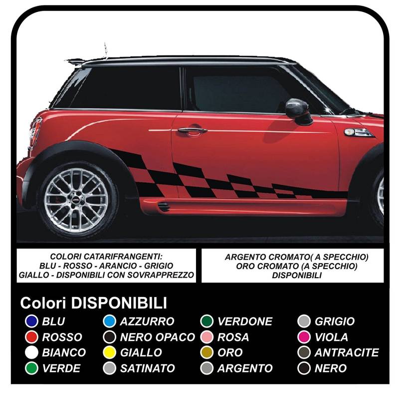 Seitenaufkleber Mini Grafik kariert Auto Vinyl Klebestreifen (SCHWARZ) von GRAFIC