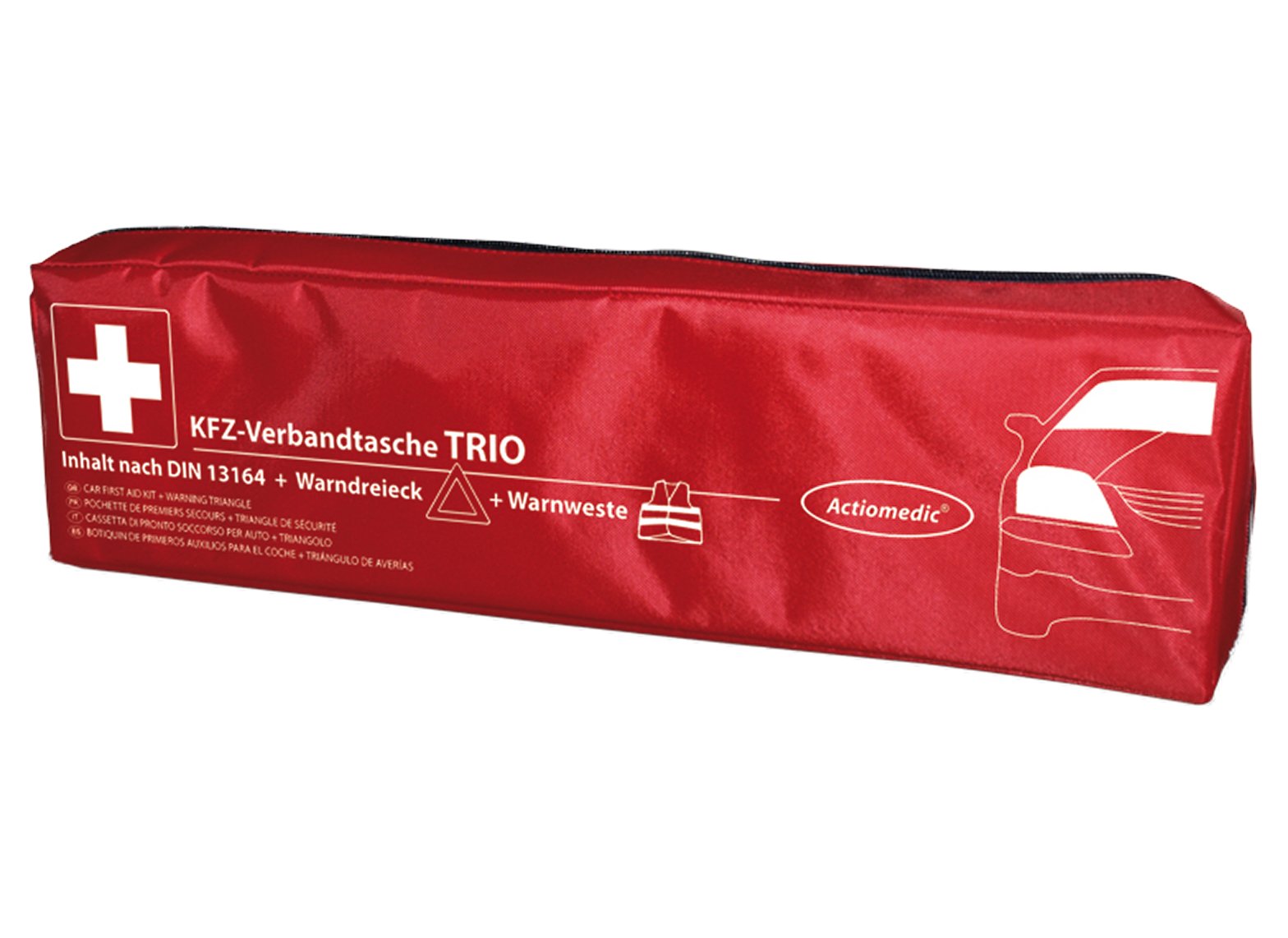 GRAMM medical Actiomedic Kfz-Verbandtasche Trio nach § 35h StVZO mit DIN-Füllung 13 164, Warnweste + Warndreieck von GRAMM medical